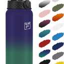 Fanhaw 32 oz Insulated Stainless Steel Water Bottle with Straw Lid, Leakproof Sports Bottle for Men, Women & Teens (Purple Green)