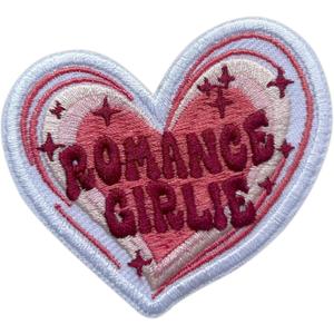 Romance Girlie Heart Patch, Size 3 Inches Iron On Bookish Embroidery Patches for Hats Clothes Backpacks Jeans, DIY Sew On Patches, Fabric Patches, Romance Reading Patches, Gift for Women Girl
