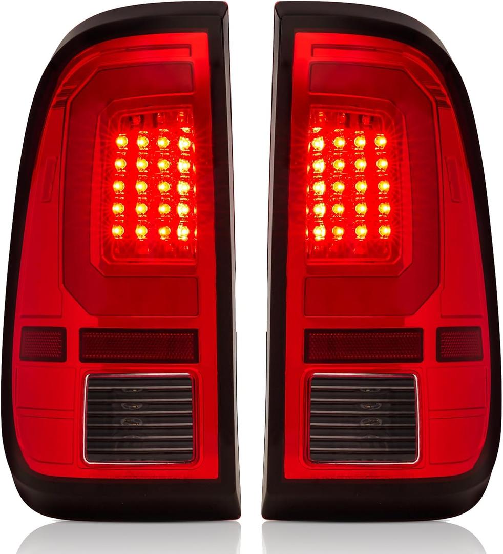 LED Tail Lights Assemble Compatible with1997-2003 Ford F150 1999-2007 Ford F250 F350 Superduty Driver and Passenger Side, Red