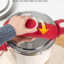 MICHELANGELO Stovetop Pressure Cooker Stainless Steel, 6.3 qt, 304 Stainless Steel, 6-Fold Safety System, One-Hand Easy-Open Lid, 2 Pressure Settings, Steamer Basket & Glass Lid, Induction Compatible