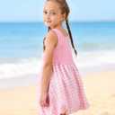 Toddler Girls Dresses Summer Sleeveless Bubble Dress Kids Crew Neck Sling Sundress with Headband and Handbag 2-8Y