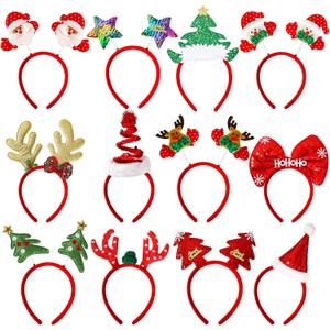 MGparty 12 Pieces Christmas Headbands Christmas Parties Favors Decoration Supplies Xmas Gifts Photo Booth Xmas Tree Snowman Reindeer Antlers Santa Hat