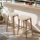 Bar Stool Cushions 14x12 inch, Non-Slip Dining Chair Cushion with Straps, Waterproof Seat Pad for Indoor Outdoor Metal Wooden ChairSet of 2, Khaki