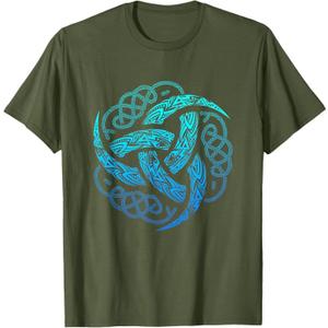 VIKING CELTIC KNOTWORK TRIPLE HORN OF ODIN T-Shirt, S