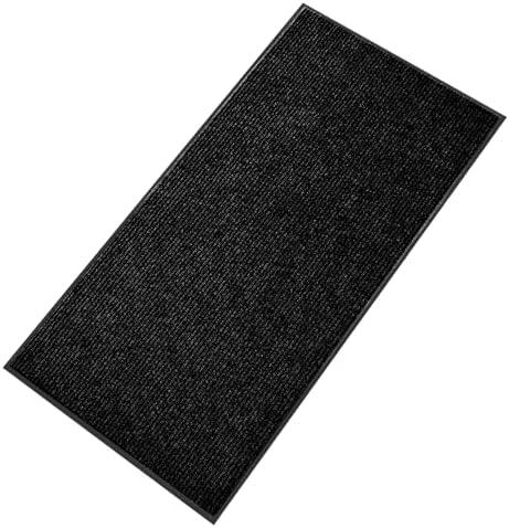 fani Heavy Duty Large Outdoor Indoor Entrance Black Doormat Waterproof Low Profile Entrance Rug Front Door Mat Patio Anti-Skid Rubber Back, 48x120 inch (Black)