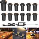 LED Outdoor In Ground Lights with Protecting Shell, Warm White 2.36in Low Voltage 12V DC IP67 Waterproof, Electric Wired Recessed Landscape Well Lighting for Outside Yard Floor, 12 Pack Black