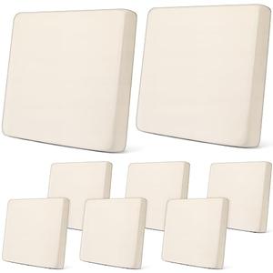 Newwiee 7Pcs Patio Cushion Covers Stretch Outdoor Cushion Cover Replacement for Patio Furniture Sofa Couch Slipcovers, Soft Flexibility Washable Furniture Protector(Waterproof Pure,Beige)