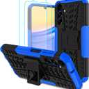 Iokmax for Samsung Galaxy A15 5G Case with 2 Pack Screen Protector,Military Grade Shockproof, Heavy Duty Robust Bumper Cover with Kickstand for Galaxy A15 5G Phone Blue