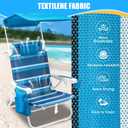 2 Pack Beach Chair with Canopy Shade, 5 Positions Lay Flat Textilene Reclining Beach Chair with Backpack Straps, Cooler Bag & Cup Holder for Outdoor Lawn Camping, 22 x 22.4 x 31.1 inches