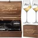 Mr, Mrs Wine Glasses Gifts for Wedding/Engagement/Bridal Shower, Classy Engagement Present, WEDDING Gift for Couples, Women, Bride to be, Newlyweds-Wedding Keepsake Box Gift Set