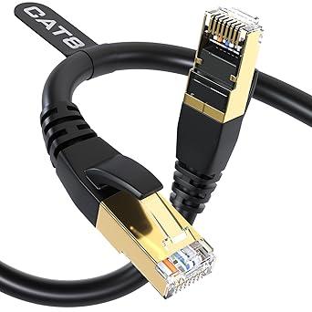 DbillionDa Cat8 Ethernet Cable, 10FT Outdoor&Indoor, Heavy Duty Weatherproof 26AWG LAN Network Cable, 40Gbps High Speed, Gold Plated RJ45 Connector, for Router, Gaming, Nintendo Switch