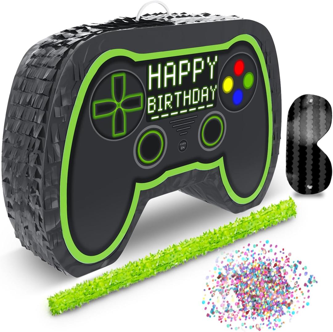 Video Gaming Pinata Controller Set, Great for Gamer Birthday Decorations, Pinatas, Birthday for Boys, Level Up Party Supplies, fits Pinata Stuffers
