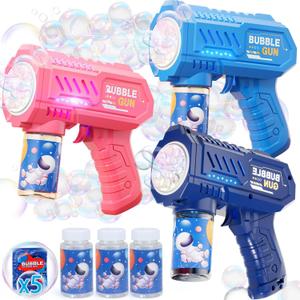 Pack of 3 Bubble Guns with 3 Solutions, Automatic Bubbles Machine for Boys Girls, Birthday Gifts for Ages 3 4 5 6 7 8 Year Old Kid, Summer Toy Outdoor Toys for Toddlers, Party Favors, Wedding