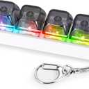 Keyboard Fidget Toy for Adults Keyboard Clicker with LED Light Keychain Fidget Stress Relief Sensory Toy (4 in 1)