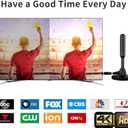 Indoor TV Antenna with 2 Signal Boosters & 32FT Cable – Digital Antenna for Smart TV, Magnetic Base, Supports 4K 1080p – Dual Amplifiers for Long Range Reception of Local Channels (Red)