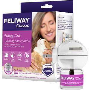 FELIWAY Classic Cat Calming Diffuser Kit – Helps Reduce Stress‑Related Behaviors Like Urine Spraying, Scratching, and Hiding – 30‑Day Cat Pheromone Plug In Diffuser