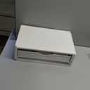 Spacrea Metal Desk Organizers and Accessories, Dual Monitor Stand Riser with Drawer and 2 Pen Holders, Desk Accessories & Workspace Desktop Organizers for Office Supplies (White)