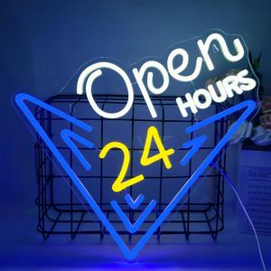 Open 24 Hours Neon Sign, Led Sign, Bar Neon Light Sign, Open 24 Hours Sign Pub Bar Convenience Store Coffee Shop Restaurant Beauty Salon Stores Hotel LED Light Neon Sign