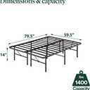Zinus Rumi 14in Queen Metal Bed Frame, Quick Assembly SmartBase Mattress Foundation, Heavy Duty Sturdy Steel with No Box Spring Needed, Eco-Friendly Packaging, Black