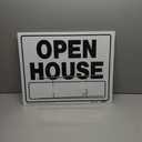 Hillman 840062 Open House Sign with Space for Fill In includes H-Wire Frame Mounting Bracket, White and Black Corrugated Heavy Duty Plastic, 20x24 Inches 1-Sign