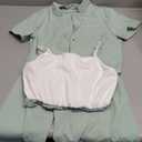 Hilinker Girl's 2 Piece Outfits Short Sleeve Blazer Belted Wide Leg Sleeveless Jumpsuit Sets Green White 11-12 Year