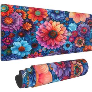 Flowers Mouse Pad Gaming Large Extended Computer Mouse Mat Keyboard Full Desk Mousepad for Gaming, Office, Home 11.8x23.6 Inch (Colour-17)