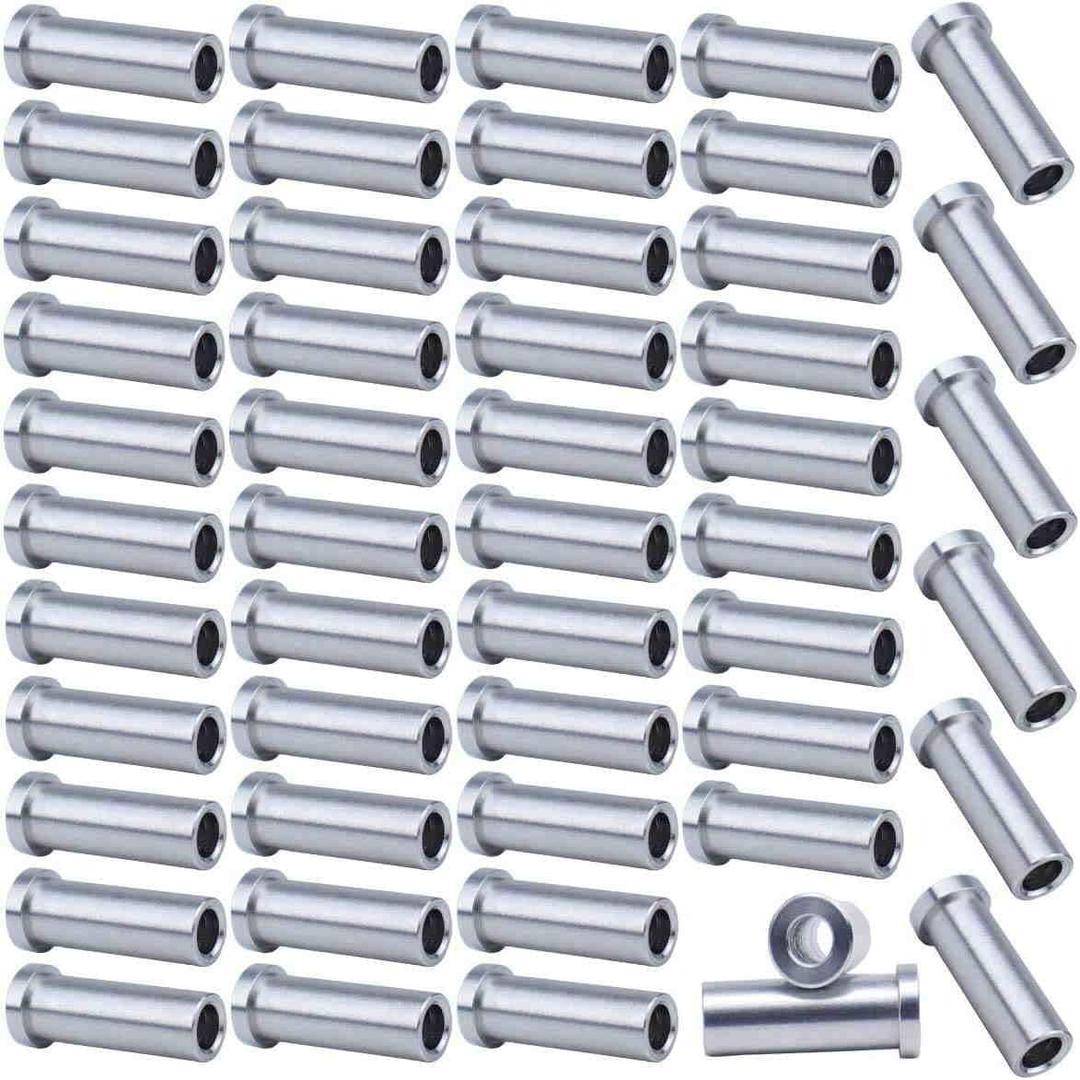 Muzata 50 Pack 1/8" Cable Railing Protector Sleeves T316 Stainless Steel Protective Sleeves Deck Cable Railing Hardware Kit for Wood Posts CR13