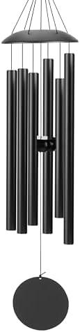 28" Wind Chimes for Outside with Clear & Crisp Sound, Coolest Metal Windchimes Outdoors with Pine Wood Striker, Unique Gift for Mom, Garden Decoration(Black)
