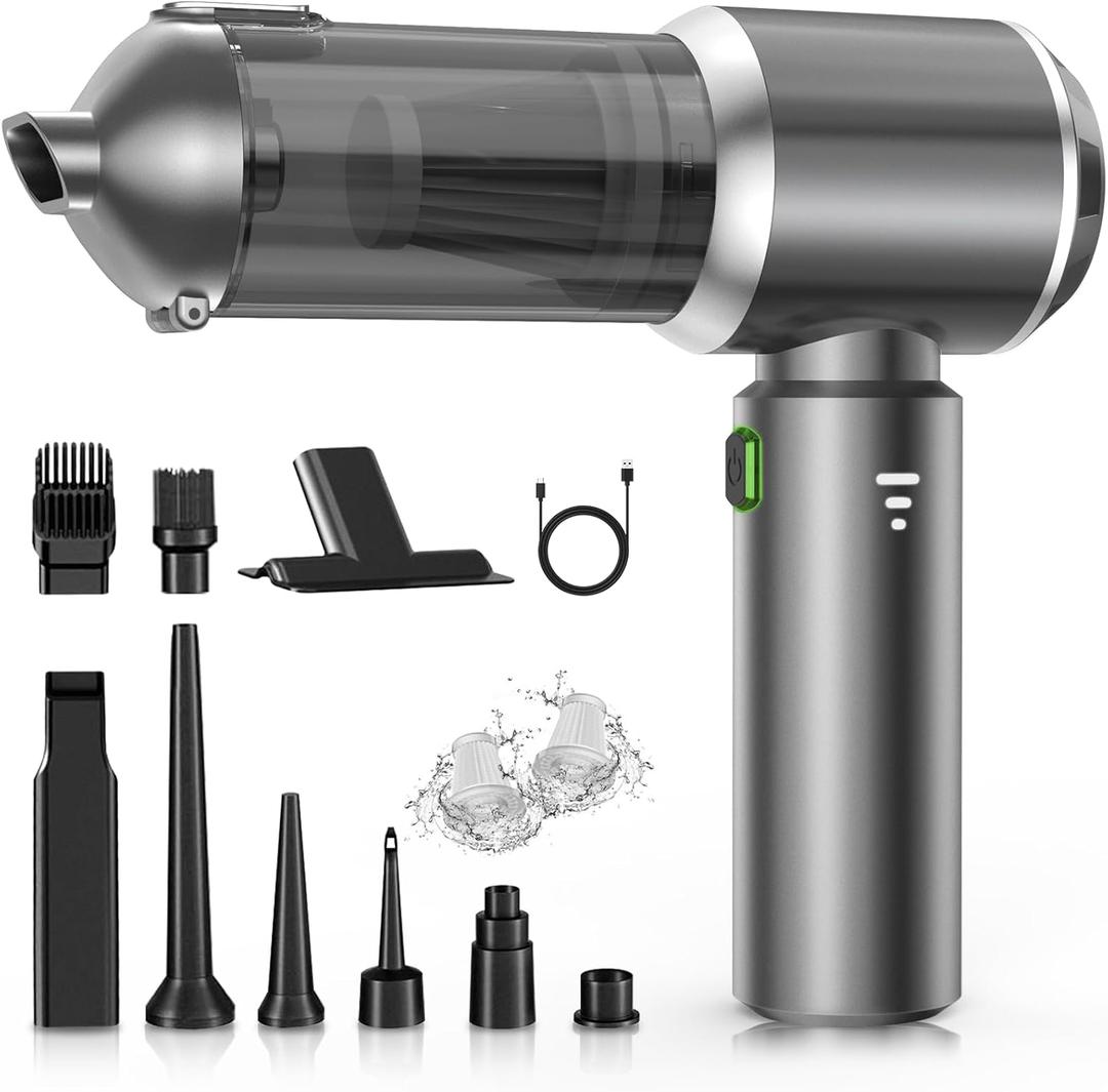 Handheld Vacuum Cleaner, 28000Pa 4 in 1 Handheld Vacuum Cordless, Brushless Motor, One-Touch Dust Removal, 3 Speeds Car Vacuum Cleaner Portable Cordless, Ideal for Office, Home, Kitchen, Car, Pet Hair (Silver Gray)