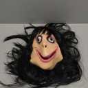 HELAOGUI Momo Mask Full Head Latex for Adults, Terrifying Horror Costume with Long Black Hair for Halloween Haunted House