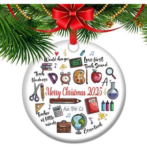 New Teacher Keepsake Ornament 2025 Teacher Appreciation Gift End of Year Present for Educators Ceramic Apple Tree Decor (T36)