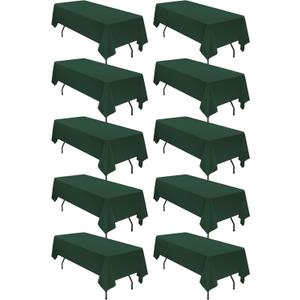 10 Pack 60 x 126 Inch Tablecloth, Hunter Green Tablecloth for 8 Feet Rectangle Tables, Stain and Wrinkle Resistant Washable Fabric Table Cloth for Wedding Party Dining Table Buffet Parties Camping