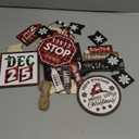 Dandat 15 Pcs Christmas Tiered Tray Decor Red and Black Buffalo Plaid Christmas Decor Merry Snowflake Gnome Truck Wooden Signs Farmhouse for Xmas Winter Home Table Shelf