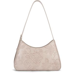 Shoulder Bag for Women Vegan Leather Crescent Hobo Bag Clutch Underarm Purse Top-Handle Handbag Embossed Design | Adjustable Strap, Small, Lightweight Purse, Gift for Women (04-gray)