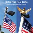 Solar Flag Pole Light, Bright White 6000k Flagpole Light Upgrade Solar Powered for 5ft 6ft Flag Pole, Outdoor Dusk to Dawn Led Solar Lights, Outside House Garden Yard American Flags Decor,Black