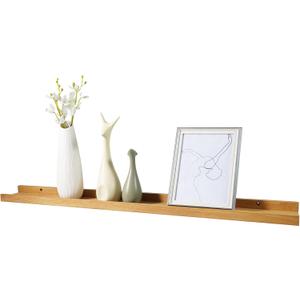 Long Floating Shelf 36 Inch Natural Wood Shelves, Rustic Display Books Picture Ledge Shelf for Wall Mounted, Natural Solid Oak Wood Shelf, Easy to Install, Natural Color, 36 *4 *1.5 (1 Pack)