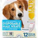 Paw Inspired Disposable Male Dog Wraps, Belly Band for Dogs | Disposable Dog Diapers | Belly Bands for Male Dogs (12 Count, Medium)