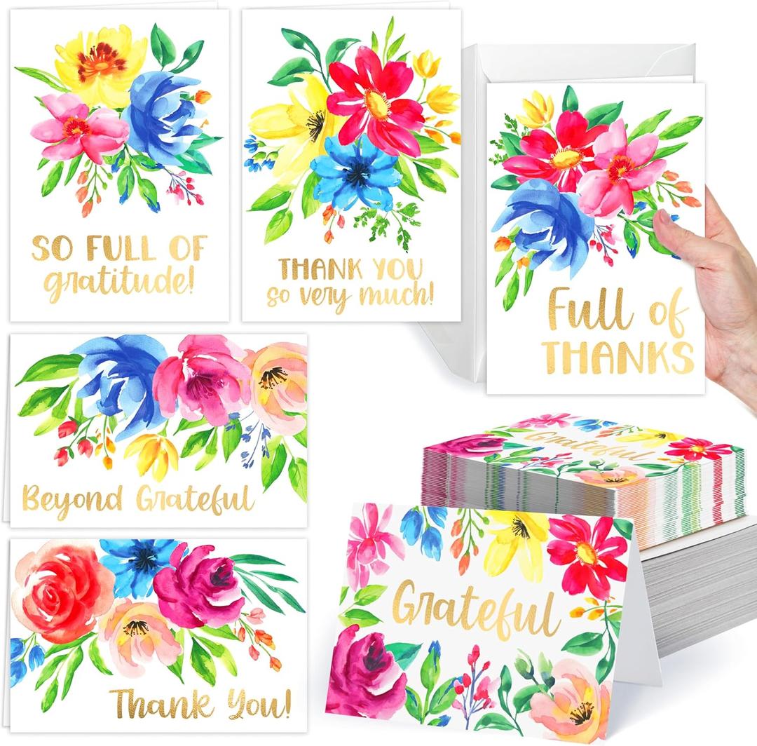2 x Hadley Designs 54 Bulk Thank You Cards with Envelopes - Teacher Appreciation Cards, Cute Blank Card with Envelopes, Thank You Notes for Teachers, Birthday, Graduation & Small Business