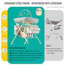 Changing Table, Portable Baby Changing Table with Wheels, Upgraded Foldable Diaper Changing Station with 5-Level Adjustable Height & Large Nursery Organizer Storage for Newborn Infant