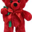 Civaner Valentine Bear Stuffed Animal Gift with Rose Funny Cute Bear Plush Stuffed Animal for Kids Toddler, Mother Girlfriend, Valentine Birthday, Wedding, 11.8 Inches (Red)