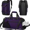 Gym Bags for Men Women 40L Large Gym Backpack Multiple Pockets Sport Duffle Bags with Shoe & Wet Compartment for Workout Travel Weekend Overnight Purple