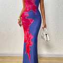 PRETTYGARDEN Womens Summer Dresses 2026 Elegant Spaghetti Straps Evening Gown Floral Print Bodycon Maxi Mesh Sundress (XXL)