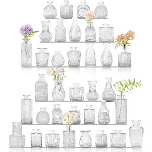 36Pcs Bud Vases Set Small Vintage Glass Bottles Clear Bud Vases in Bulk Multiple Shape Cute Glass Vases for Rustic Wedding Centerpieces Table Decorations and Home Decor(Clear) 36Pcs Bud Vases Set Small Vintage Glass Bottles Clear Bud Vases in Bulk Multiple Shape Cute Glass Vases for Rustic Wedding Centerpieces Table Decorations and Home Decor(Clear)