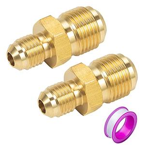 Breezliy 2 PCS Brass Tube Coupler Pipe Fitting Union Connector Gas Adapter 3/8" Male Flare x 1/4 Inch Male Flare