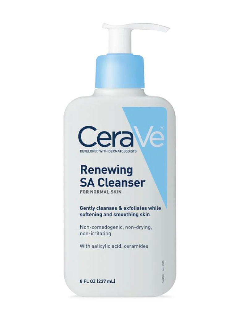 CeraVe Renewing Salicylic Acid Cleanser, Formulated With Hyaluronic Acid, Niacinamide, & Ceramides, Gentle BHA Exfoliating Face Wash Smooths & Softens Skin, Non Comedogenic & Fragrance Free, 16 Ounce