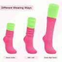 Komorebi Slouch Socks Women's Leg Warmers Cotton Knee High Soft Knit Boot Socks Colorful Scrunch Size 9-11 (Mix Neon Pink&neon Green)