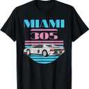 Miami 305 Vintage Florida City Beach 80s Men Women Boys Girl T-shirt, S