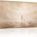 Christian Jesus and Lost Lamb Framed Canvas Wall Art-40"x20"x1