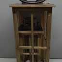 TIMRIS Large Farmhouse Wooden Metal Lantern Set of 2, Rustic Decorative Floor Candle Lanterns, Vintage Distressed Hanging Lanterns for Home Dcor (No Glass) (Brown)