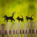 Fence Yard Statues Garden Stake, Metal Wall Art Statues Outdoor Rust-Proof Decor, Laser Cut Silhouette Art Double Sided Metal Sculpture for Outdoor Courtyard Garden Fence TreeBlack Cat